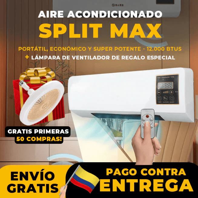 Aire Acondicionado Portátil SplitMax + 🎁 REGALO LÁMPARA DE VENTILADOR. Hogar Tienda Núcleo 